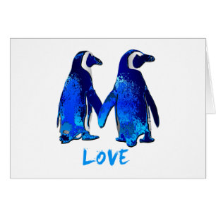 Cartão Pinguins que guardaram o design do amor das mãos