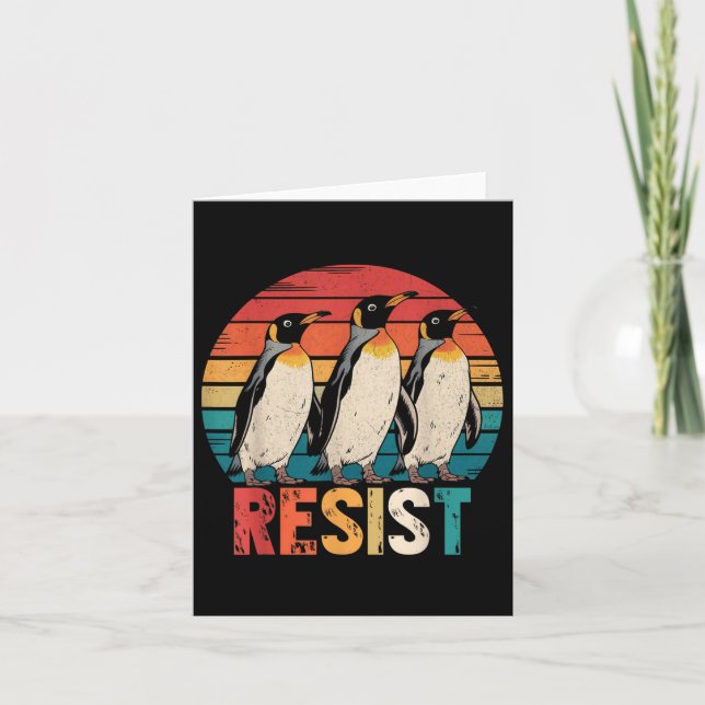 Cartão Pinguins resistentes protestam contra Tarifas Ping (Frente)