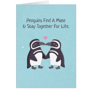 Cartão Pinguins se Beijando, Você é Engraçado Meu Marido