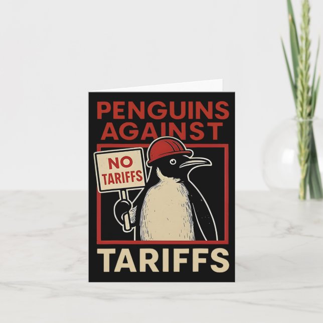 Cartão Pinguins sem tarifas resistem a pinguins protestam (Frente)