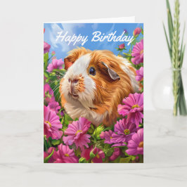 Cartão Pinheiro-da-índia Entre Flores Rosa, Aniversário