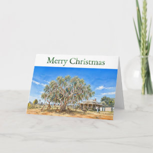 Cartão Pinho de Natal australiano com enfeites