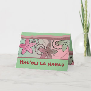 Cartão Pink and Green Hawaiian Happy Birthday Card