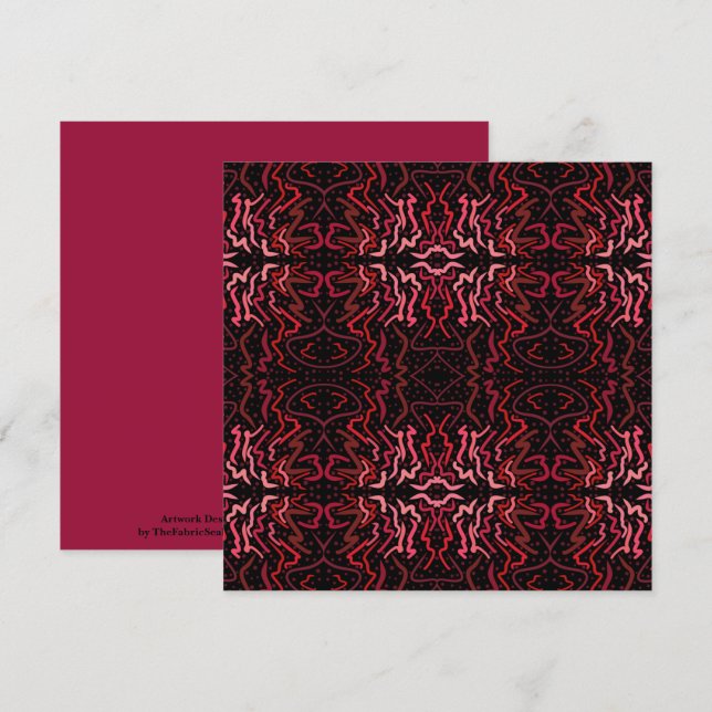 Cartão Pink And Red Dots And Squiggles Pattern On Black (Frente/Verso)