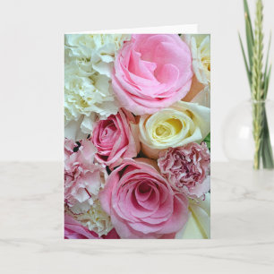 Cartão Pink and white roses print greeting card