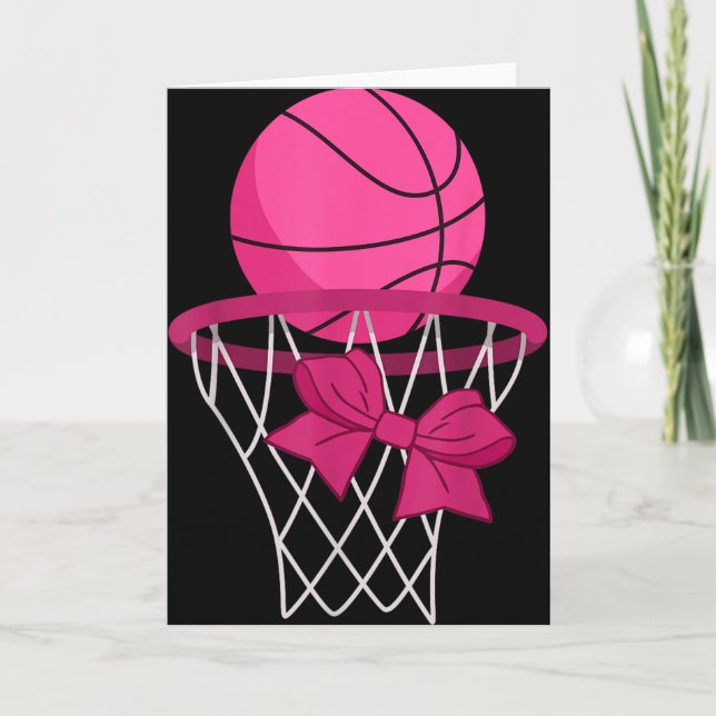 Cartão Pink Basketball Bow Hoop Sporty Design For Athlete (Frente)