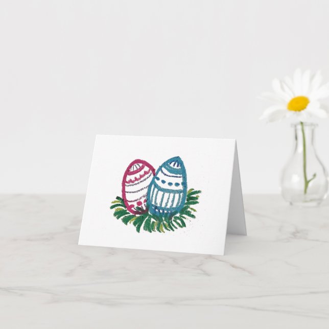 Cartão Pink & Blue Easter Eggs card (Planta pequena)