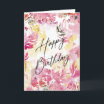 Cartão Pink Blush Happy Birthday Design Floral<br><div class="desc">Feliz aniversário Aroma Rosa Design Floral Watercolor</div>