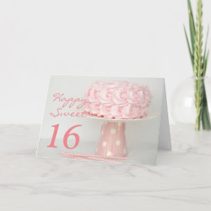 Cartão Pink Cake Happy Sweet 16 Birthday Greeting Card