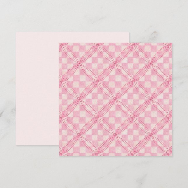 Cartão PINK CHECK QUILT - Placa plana II Quadrada de 5,25 (Frente/Verso)