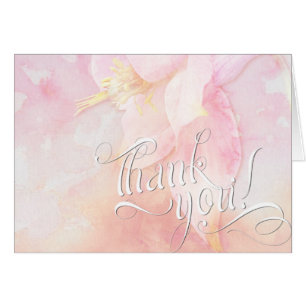 CARTÃO PINK COLUMBINE FLOWER WATERCOLOR SPLASH