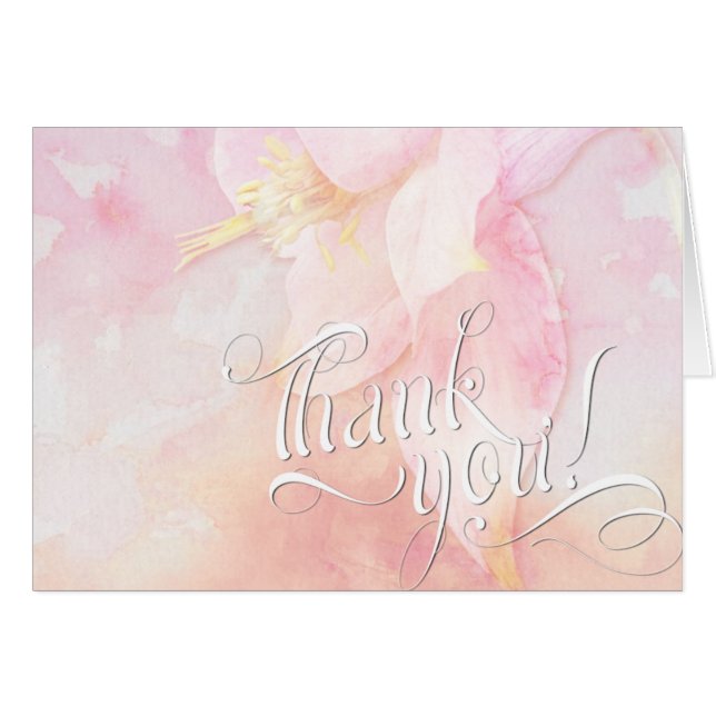 CARTÃO PINK COLUMBINE FLOWER WATERCOLOR SPLASH (Frente horizontal)