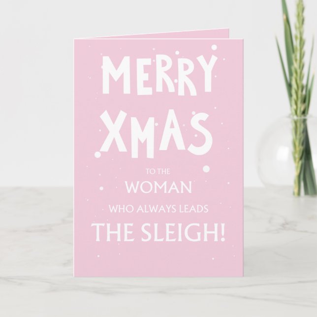 Cartão Pink, cute, sassy Christmas Card for women (Frente)