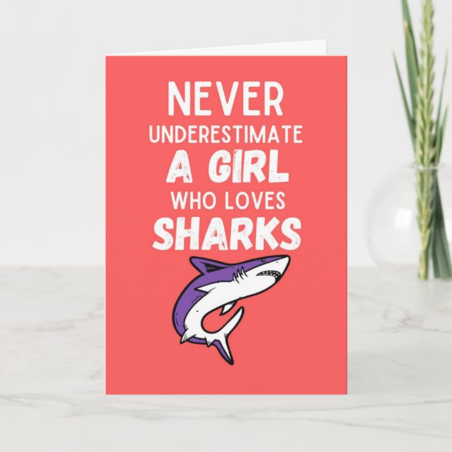 Cartão Pink Cute Shark Cards For Girls For Kids Children (Frente)