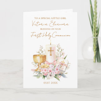 Cartão Pink First Holy Communion Chalice Candle