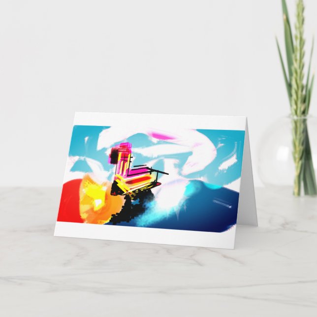 Cartão Pink flamingo beach  (Frente)