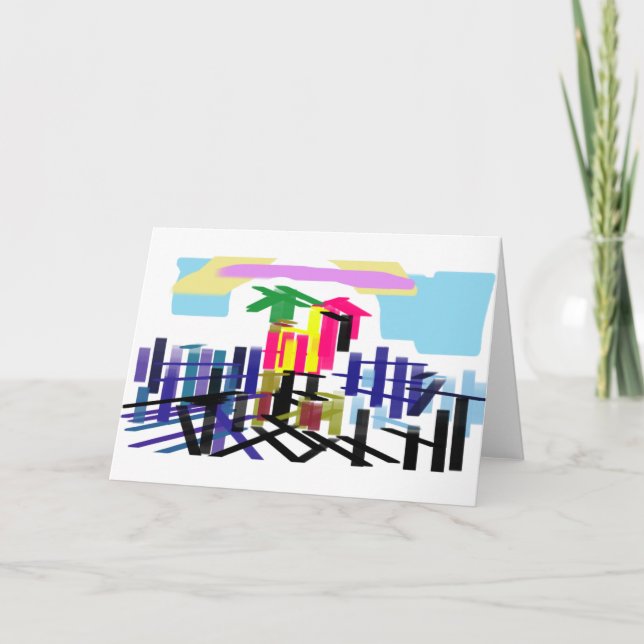 Cartão Pink flamingo beach (Frente)