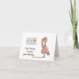 Cartão Pink Flamingo Whimsical Funny Bird Painting