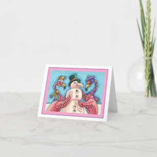 Cartão PINK FLAMINGOS FAZEM NEVE, Vazio DE NATAL ENGRAÇAD