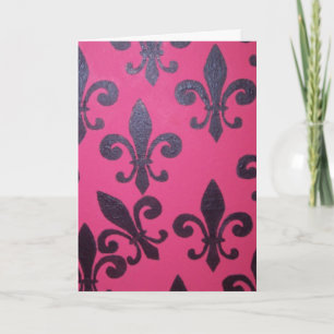 Cartão Pink Fleur De Lis Happy Birthday