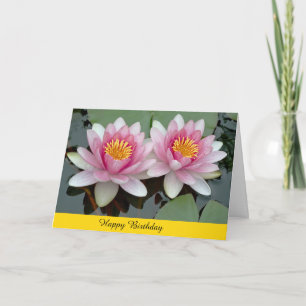 Cartão Pink Floating Waterlily Lotus Birthday Card