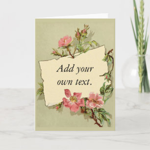 Cartão Pink Floral Note card Green Background Customize