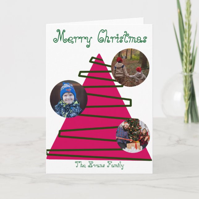Cartão Pink & green Christmas tree (Frente)