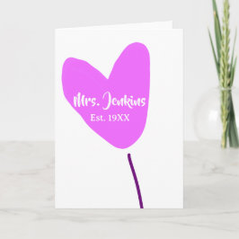 Cartão Pink heart balloon Mrs add name est. Add year love