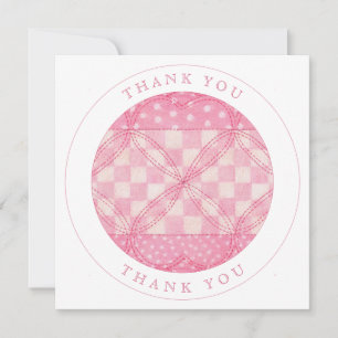 Cartão PINK HEART QUILT Flat Card "Obrigado"