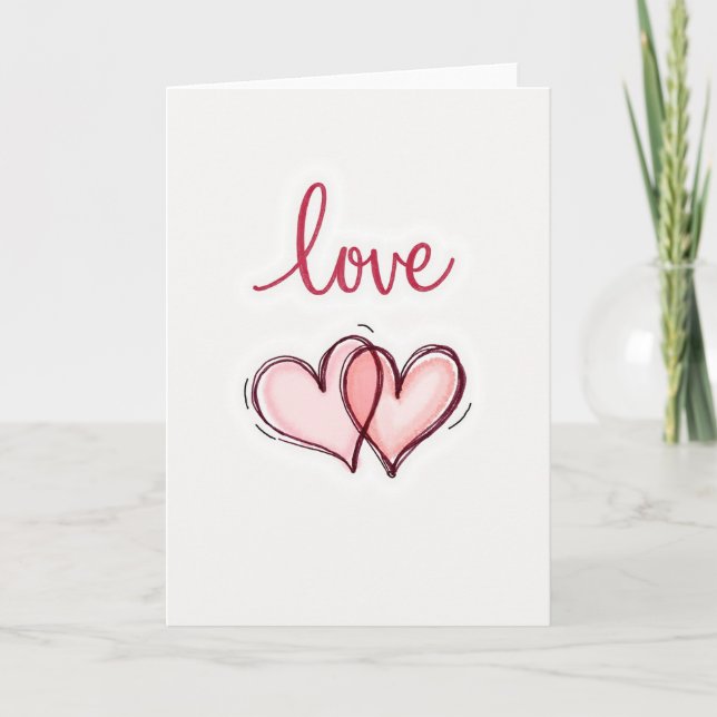 Cartão Pink Love Hearts Valentines Card (Frente)