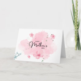 Cartão Pink Minimalist Floral Mother's Day Greeting Card
