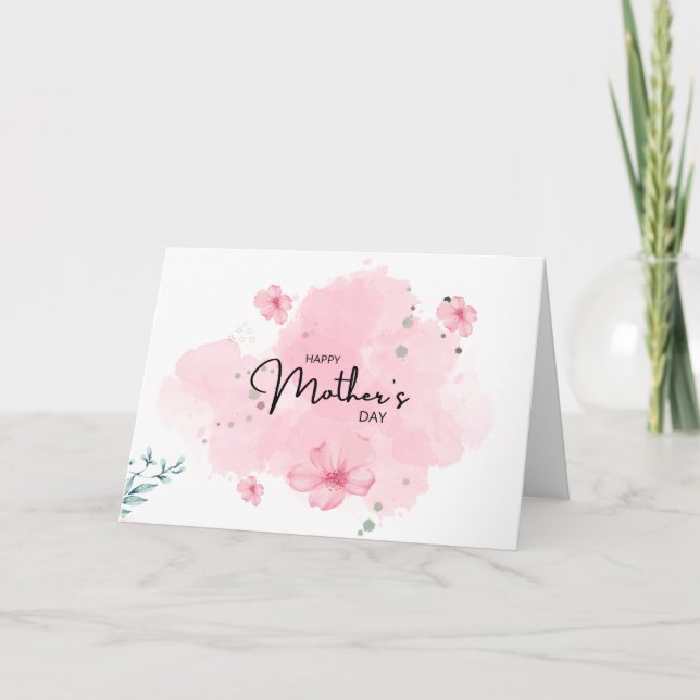 Cartão Pink Minimalist Floral Mother's Day Greeting Card (Frente)