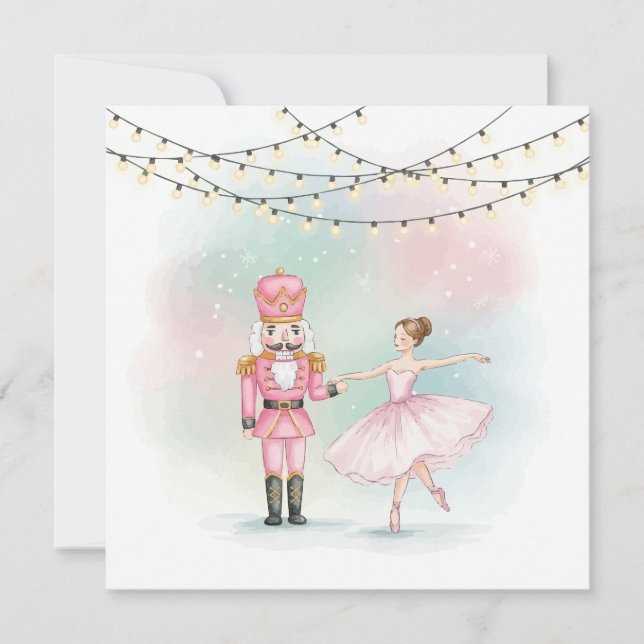 Cartão Pink Nutcracker & Ballerina  Christmas Card  (Frente)
