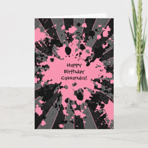 Cartão Pink paintball Happy Birthday