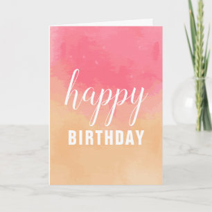 Cartão Pink Peach Watercolor Happy Birthday For Wife cute