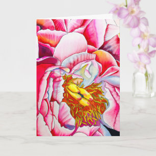 Cartão Pink Peony Watercolor belas artes