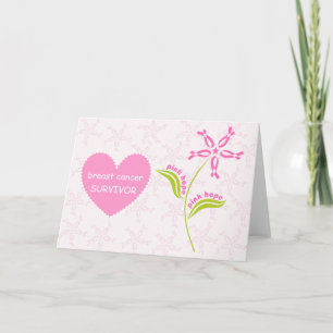 Cartão Pink Ribbon Breast Cancer Awareness Survivor