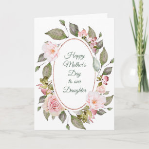 Cartão Pink Rose Wreath Daughter Mother's Day Card
