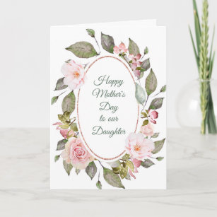 Cartão Pink Rose Wreath Daughter Mother's Day Card