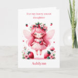 Cartão Pink Strawberry Fairy Berry Birthday Daughter<br><div class="desc">Celebre um aniversário especial de morango com a nossa Cartão de Filha de Aniversário de Morango Fada de Morango! Essa carta encantadora é perfeita para sua filha que ama um toque de magia. Personalize a frente com seu nome e adicione uma dentro de mensagem sincera. A charmosa design apresenta uma...</div>