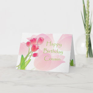 Cartão Pink Tulip Birthday Card for Cousin