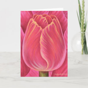 Cartão Pink Tulip Flower Nature Painting - Multi