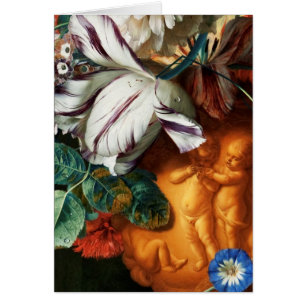 Cartão PINK TULIPS, CUPIDS, FLORES, Dia de os namorados