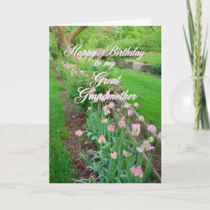 Cartão Pink Tulips Great Grandmother Happy Birthday