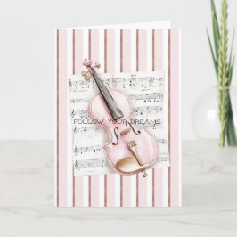 Cartão Pink Violin Music Sheet