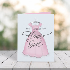 Cartão Pink Você Será Minha Dama de Flores Proposta de Ca