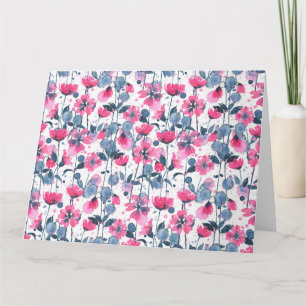 Cartão Pink Watercolor Daisies