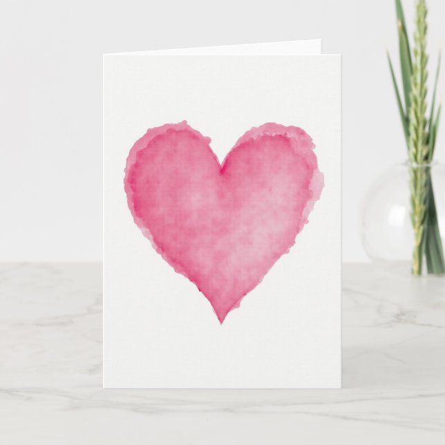 Cartão Pink Watercolor Love Heart Card (Frente)