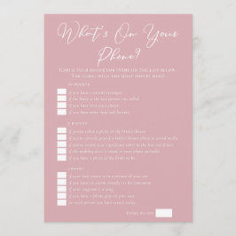 Cartão Pink What's On Your Phone Bridal Shower Download