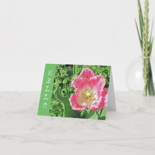 CARTÃO "PINK & WHITE TULIP COM FRINGE / HELLO"